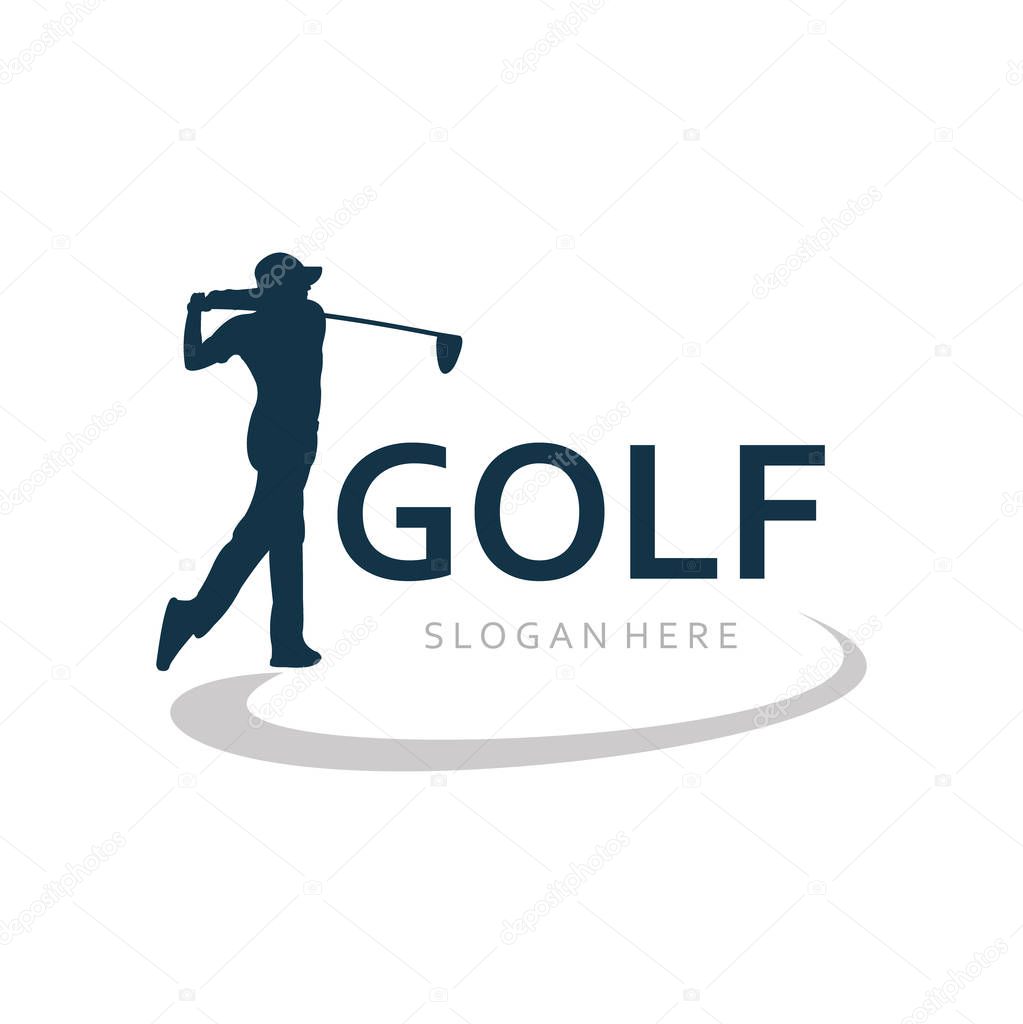 golf player swing hit the ball illustration vector logo design