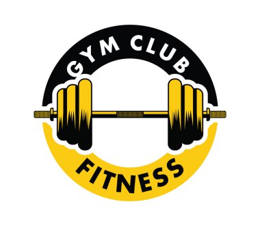 jimnastik vücut bina vektör logo tasarımı için bir amblem içinde barbell