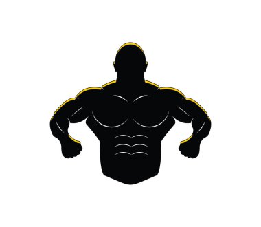 jimnastik vücut geliştirme vektör logo tasarımı için kas adam vücut silueti