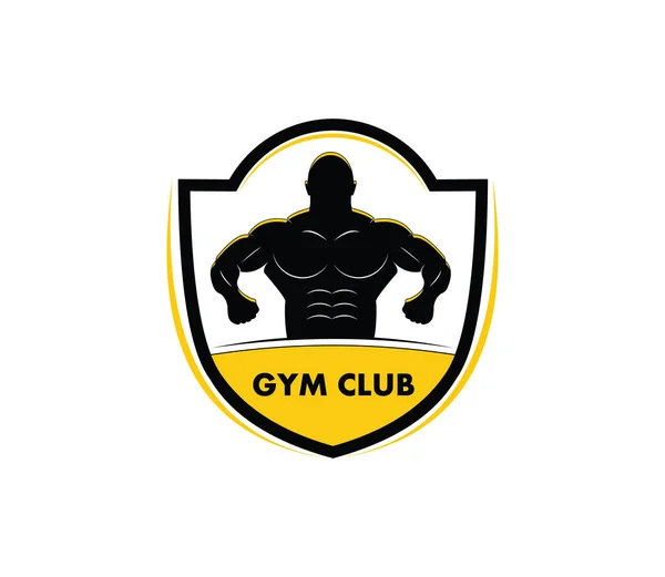 肌肉男子身体剪影内徽为体操健美矢量标志设计 — 图库矢量图片