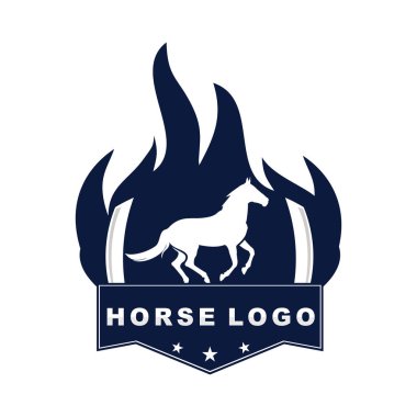 yanan rozetvektör logo tasarımı içinde at sporu