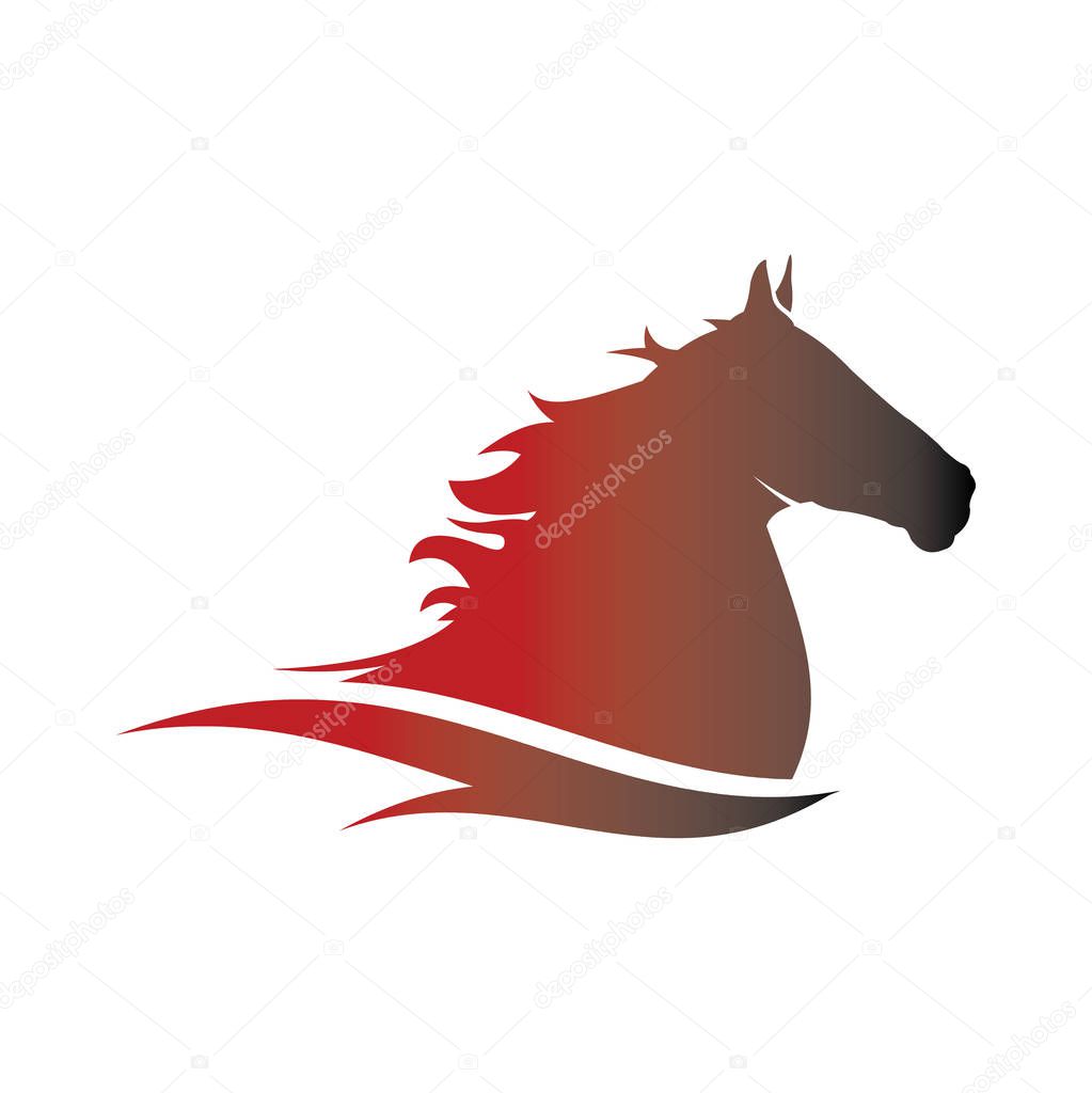 Flaming horse sport badge vector logo design template
