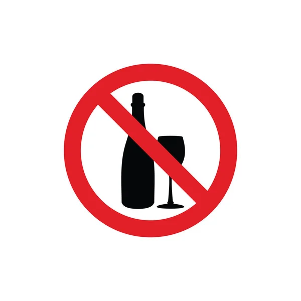 Не пить вино символ запрета для знака или иконки вектор в красный цвет — стоковый вектор