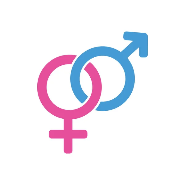 Manliga kvinnliga kön tecken vektor logotyp design på vit — Stock vektor