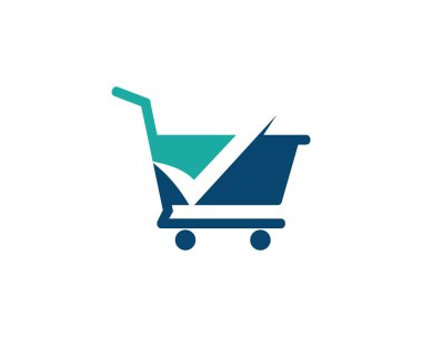 trolley shopping cart with check mark vector logo design clipart