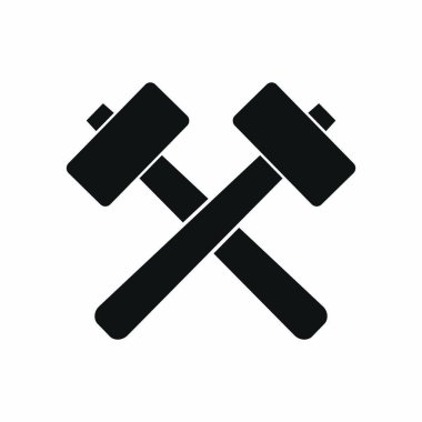 Çapraz çekiç demirciliği zemin vektör logosu dizaynında.
