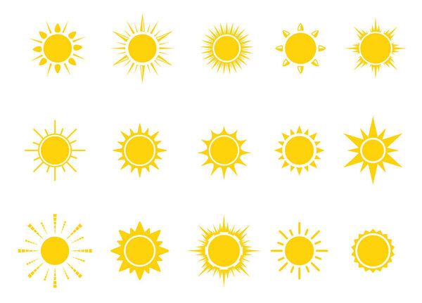 sun bright silhouette set vector logo design on white