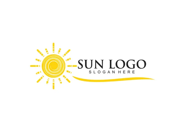 Soleil et vague pour la technologie, l'hospitalité, la visite et le design de logo vectoriel de voyage — Image vectorielle