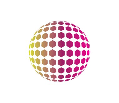 3d küre yüksek teknoloji dijital ağ vektör logosu tasarımı