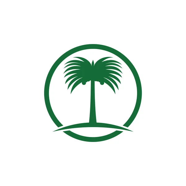 Datum träd frukt palm inuti cirkel vektor logotyp design — Stock vektor