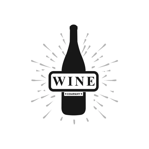 Empresa vinícola con botella de color negro vector logo diseño — Vector de stock