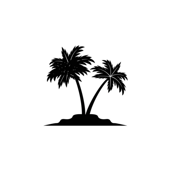 Isla con diseño de logotipo de vector de silueta de árbol de coco — Vector de stock