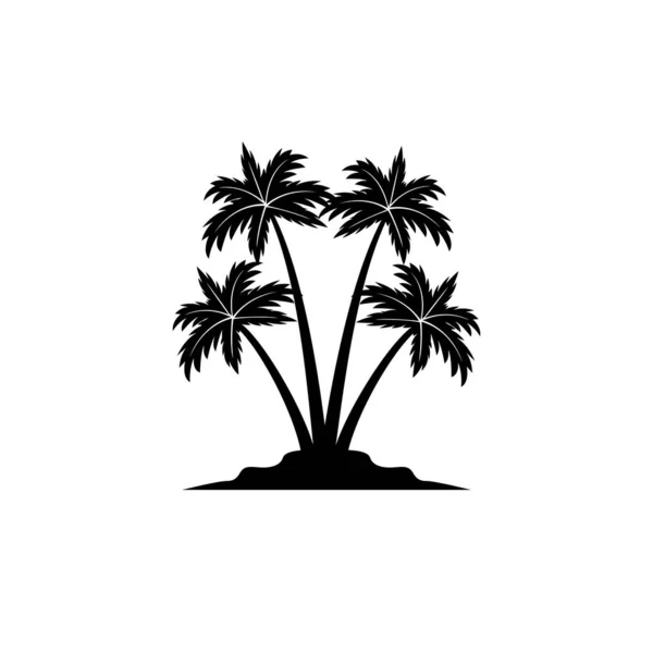 Eiland met kokosnoot boom silhouet vector logo ontwerp — Stockvector