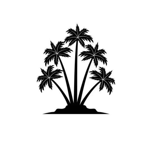 Insel mit Kokosnussbaum Silhouette Vektor Logo Design — Stockvektor