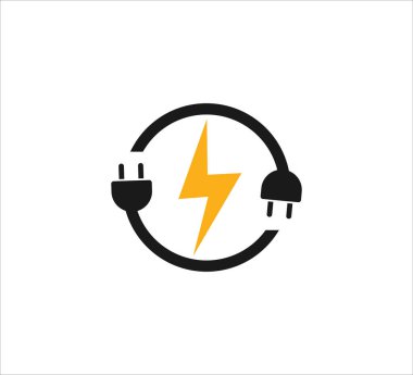 Çember döngüsünde elektrik eklentisi yenilenebilir elektrik kaynağı için elektrik sembolü vektör logo tasarım şablonu