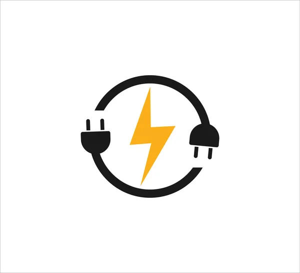 Elektrische Plugin Cirkel Lus Met Elektrisch Symbool Vector Pictogram Logo — Stockvector