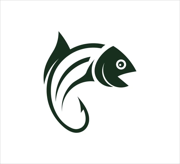 Pesca Esporte Livre Peixe Gancho Vetor Ícone Logotipo Modelo Design — Vetor de Stock