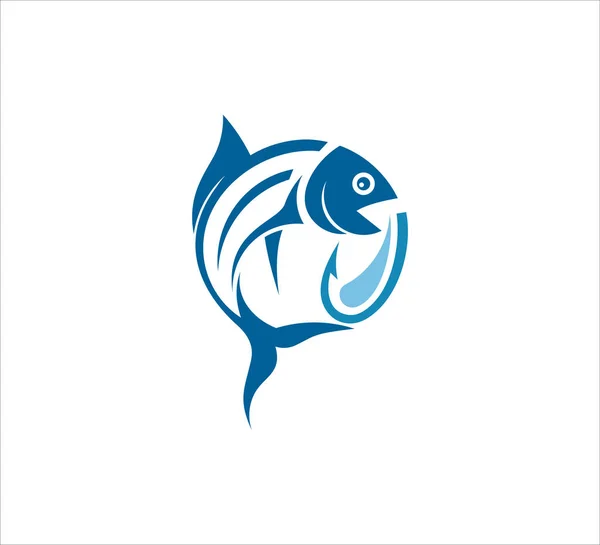 Pesca Esporte Livre Peixe Gancho Vetor Ícone Logotipo Modelo Design — Vetor de Stock