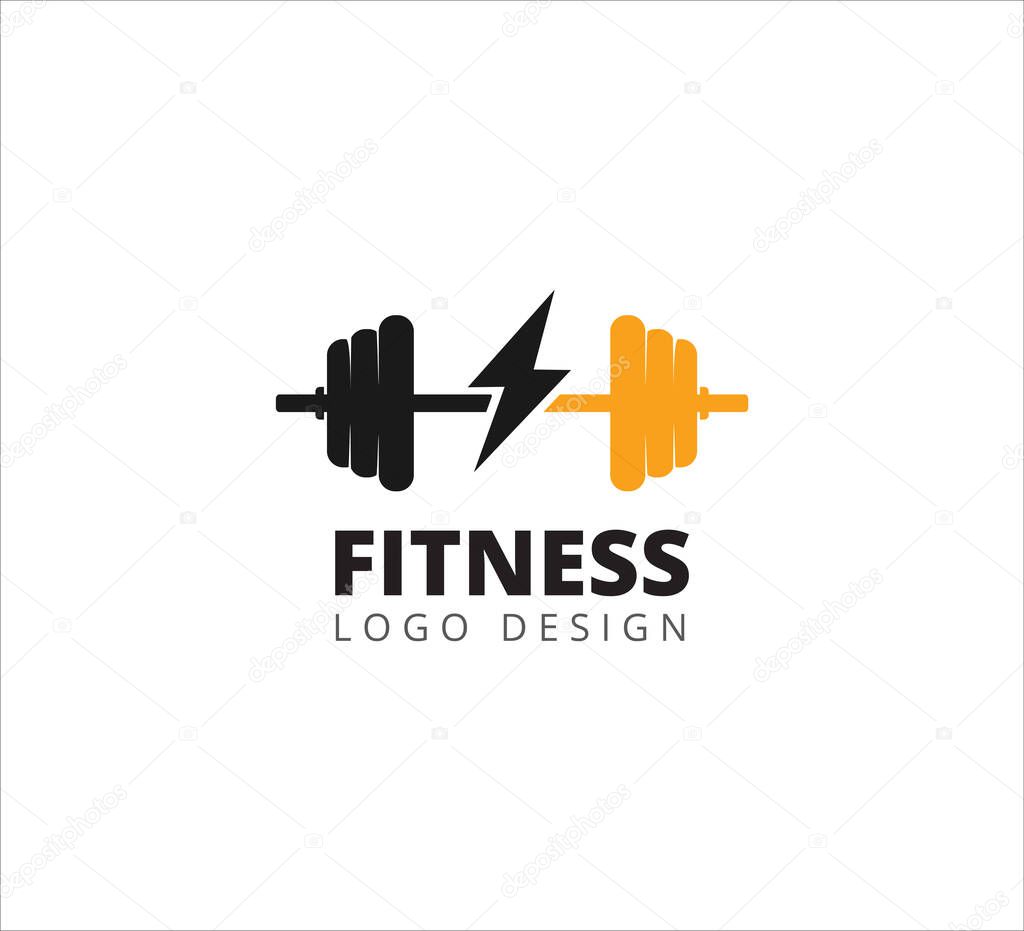 Fitness and gymnastic barbell weightlifting sport vector icon logo design template