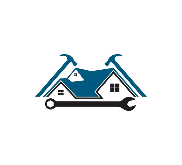 Dak Muur Huis Reparatie Oproep Dienst Vector Pictogram Logo Ontwerp — Stockvector