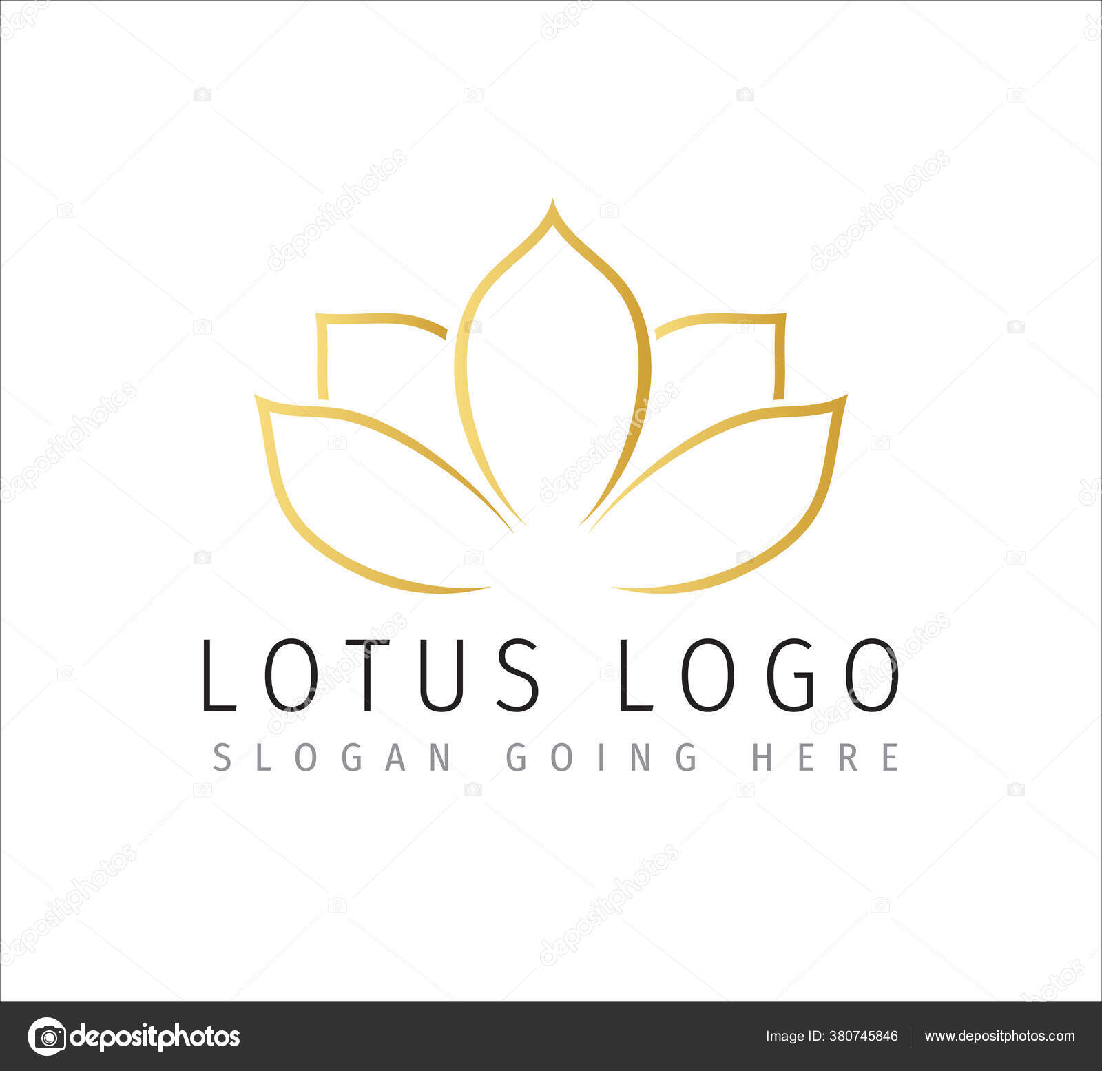 Logo Desain Logo Vektor Gaya Bunga Teratai Emas Templat Untuk Stok Vektor C Great19 380745846