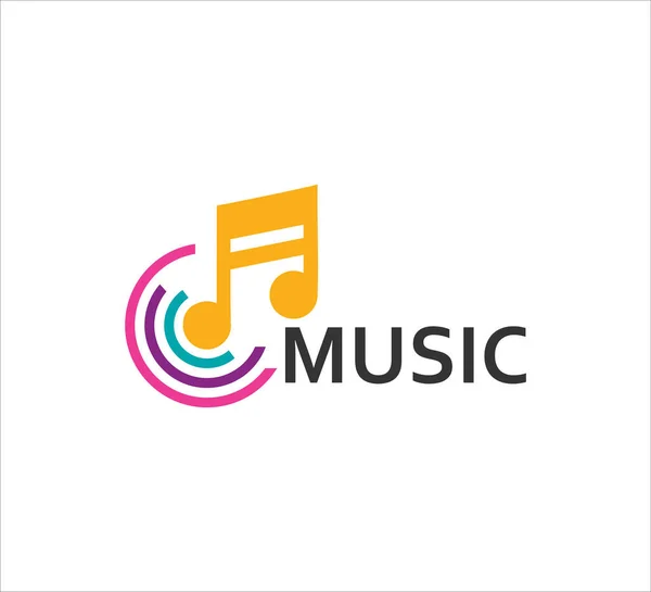 Plantilla Diseño Logotipo Icono Vector Nota Música Estilo Plano Simple — Vector de stock