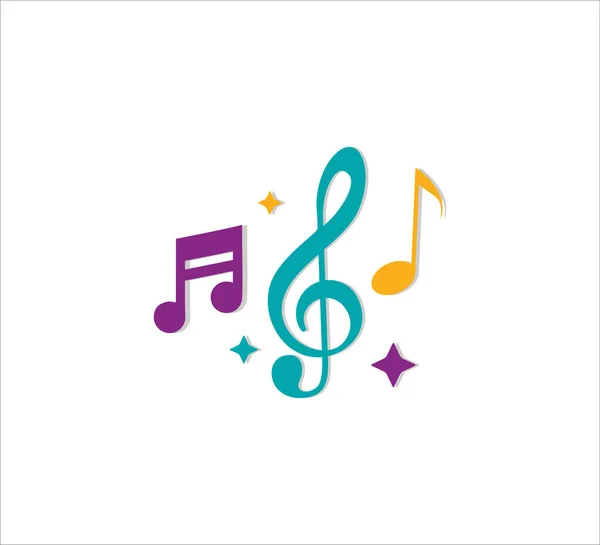 Modèle Conception Logo Icône Vectorielle Note Musique Style Plat Simple — Image vectorielle