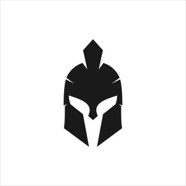Siyah Spartalı miğfer savaşçı kalkanı vektör logo tasarım şablonu spor salonu, dövme ve oyun uygulaması