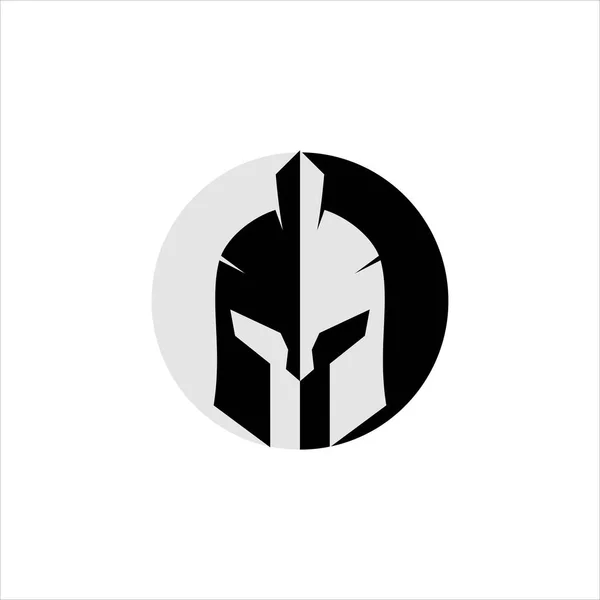 Black Spartan Helmet Warrior Circle Vector Icon Logo Design Template — Stock Vector