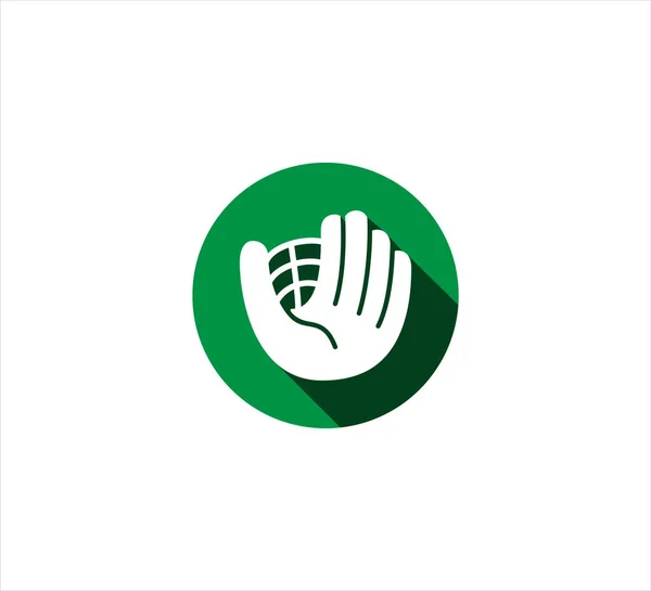 Groene Handschoen Honkbal Met Netto Vector Pictogram Logo Ontwerp Sjabloon — Stockvector
