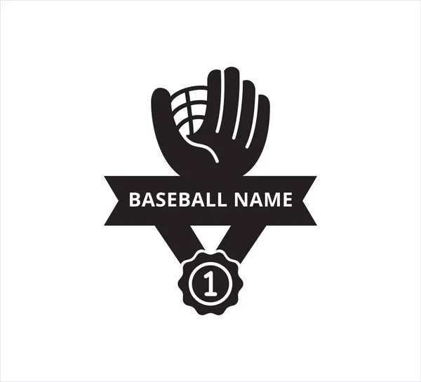 Baseballhandschuh Mit Medaillenband Nummer Eins Vektor Icon Logo Design Vorlage — Stockvektor
