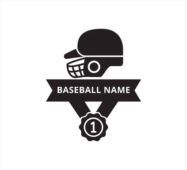 Casque Baseball Avec Numéro Médaillon Ruban Bannière Vectorielle Icône Logo — Image vectorielle