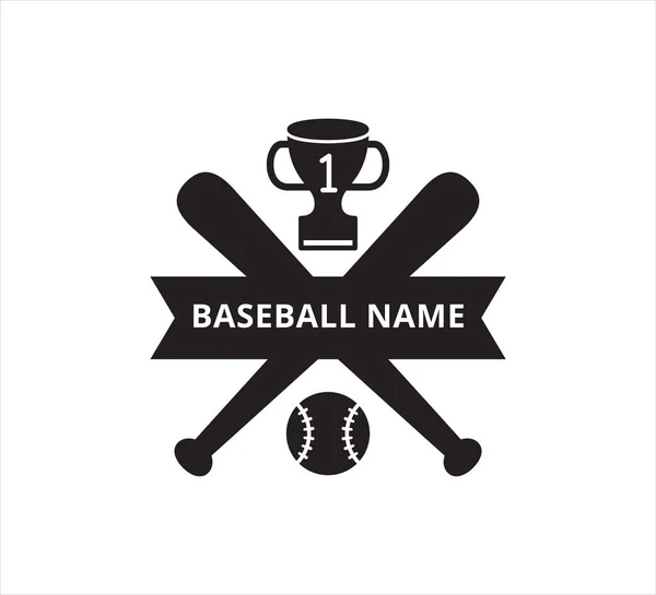 Batte Baseball Croisée Avec Numéro Trophée Ruban Bannière Vectorielle Icône — Image vectorielle