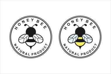 Basit komik bal arısı vektör logo tasarımı şablonu