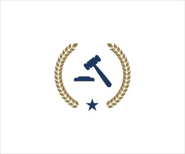Avukatlık bürosu vektör logosu tasarımı şablonu için adalet tokmağı içeride.