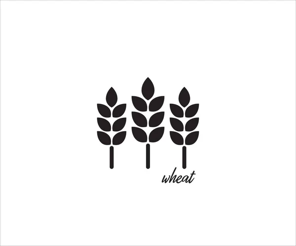 Three Stalk Wheat Simple Vector Icon Logo Design Illustration Template — Stock Vector