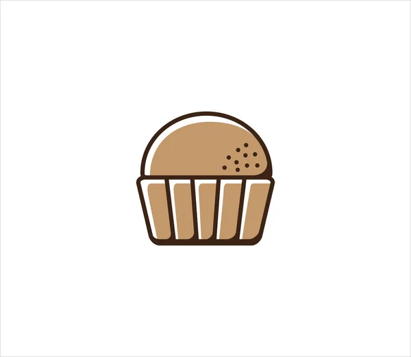 Illustration Icône Vectorielle Cupcake Dans Style Contour Simple Pour Boulangerie — Image vectorielle