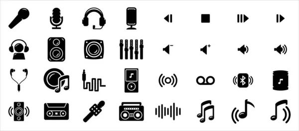 Ensemble Simple Système Audio Musique Modèle Conception Graphique Icône Vectorielle — Image vectorielle