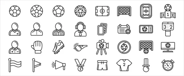 Простой Набор Футбольных Видов Спорта Связанный Вектором Графический Дизайн Иконки — стоковый вектор