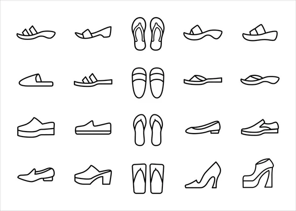 Sencillo Conjunto Zapatos Calzado Sandalias Relacionado Vector Icono Gráfico Plantilla — Archivo Imágenes Vectoriales