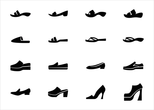 Enkel Uppsättning Skor Och Sandaler Relaterade Vektor Ikon Grafisk Design — Stock vektor