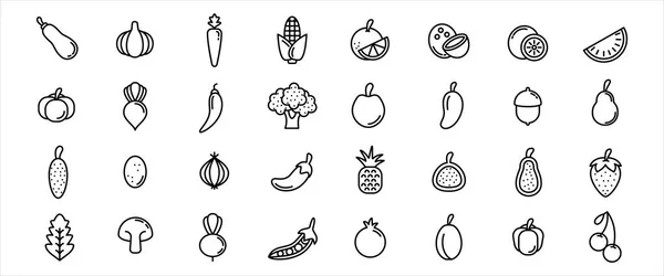 Simple Set Fruit Vegetable Related Vector Icon Graphic Design Template — Stock Vector