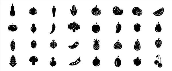 Simple Set Fruit Vegetable Related Vector Icon Graphic Design Template — Stock Vector