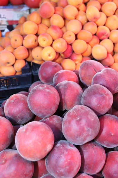 Peaches Nectarines Apricots Market Fruits Pattern Vertical — Stock Photo, Image