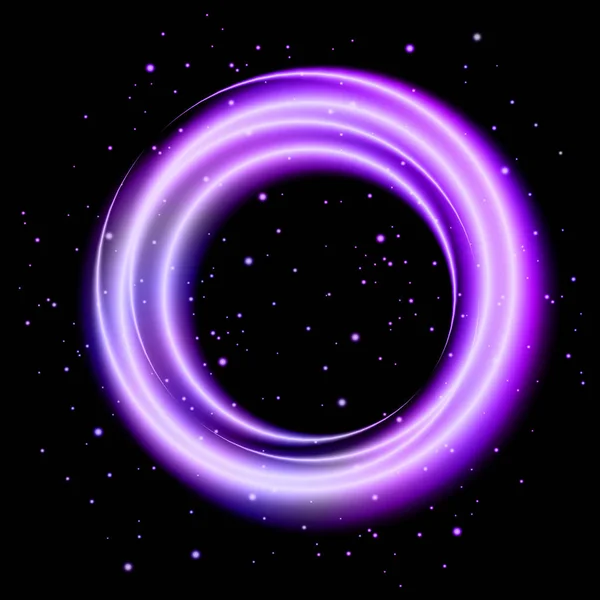 Fialové světlo zářící kruh nápis — Stockový vektor