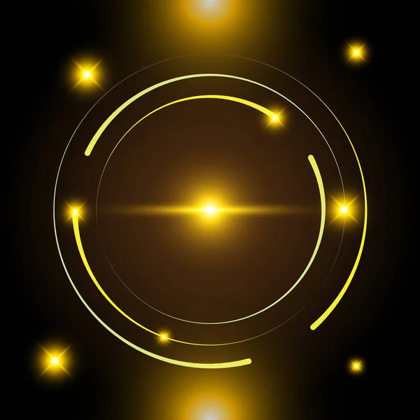 Golden Glowing Light Tech Background Stock Vector — Stock Vector