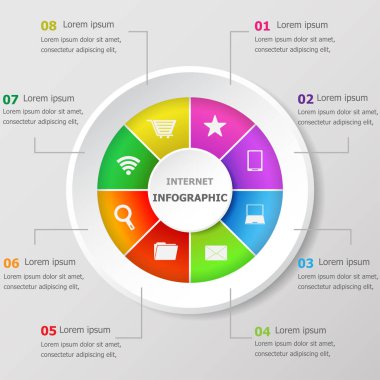 Infographic tasarım şablonu ile Internet kutsal kişilerin resmi, hisse senedi vektör