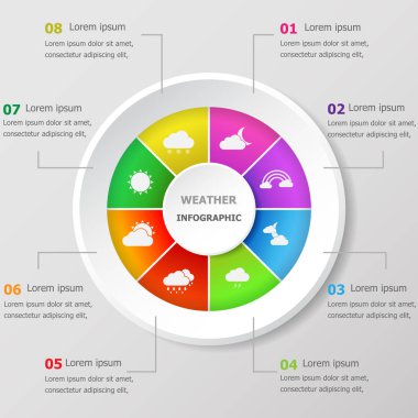 Infographic tasarım şablonu ile hava kutsal kişilerin resmi, hisse senedi vektör