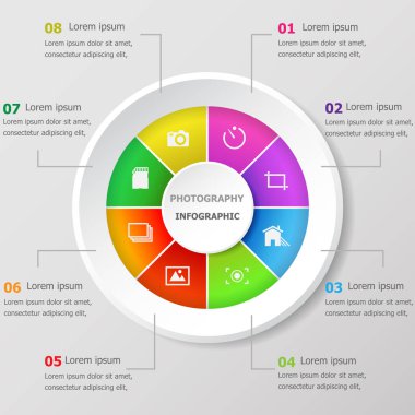 Infographic tasarım şablonu ile fotoğraf kutsal kişilerin resmi, hisse senedi vektör