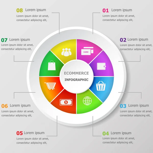 Plantilla Diseño Infográfico Con Iconos Comercio Electrónico Vector Stock — Vector de stock